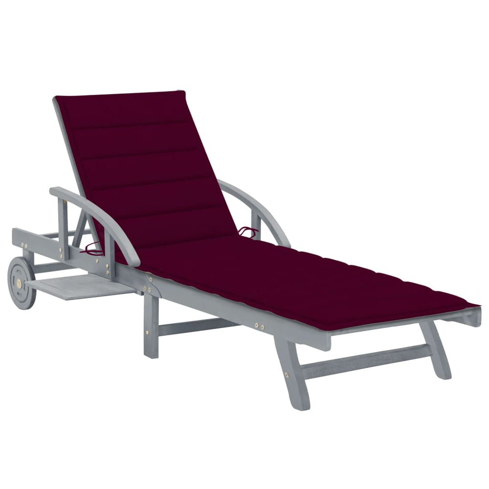vidaXL Sun Lounger with Cushion Solid Acacia Wood