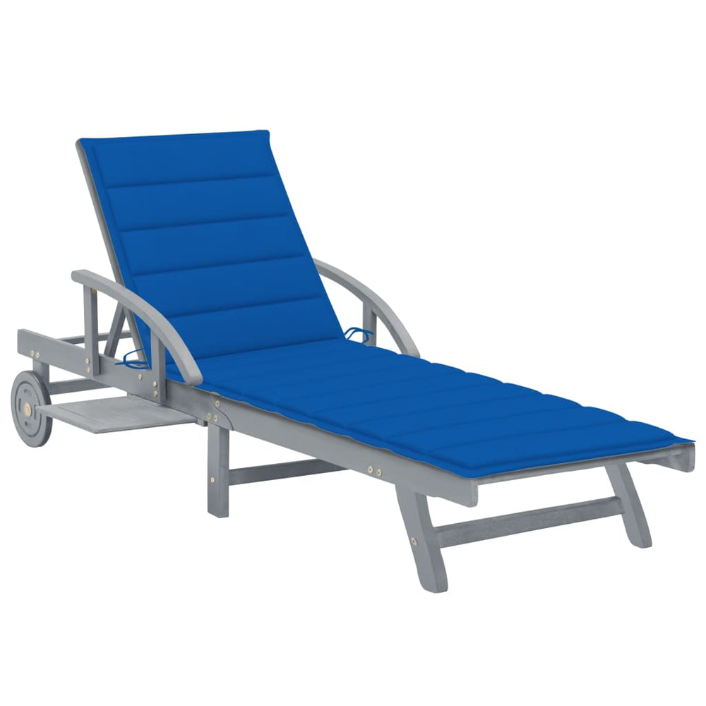 vidaXL Sun Lounger with Cushion Solid Acacia Wood