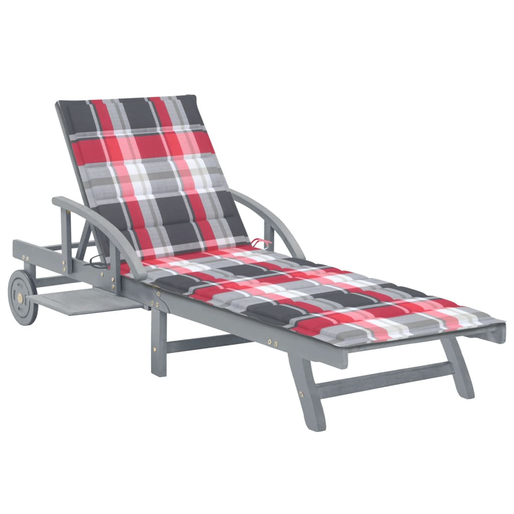 vidaXL Sun Lounger with Cushion Solid Acacia Wood