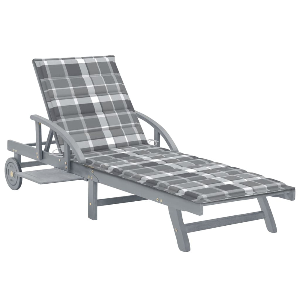 vidaXL Sun Lounger with Cushion Solid Acacia Wood