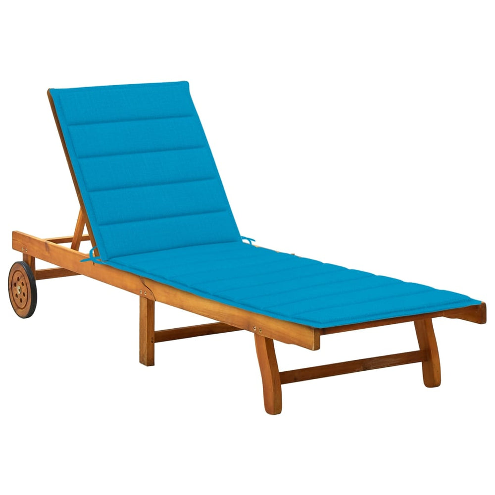 vidaXL Sun Lounger with Cushion Solid Acacia Wood
