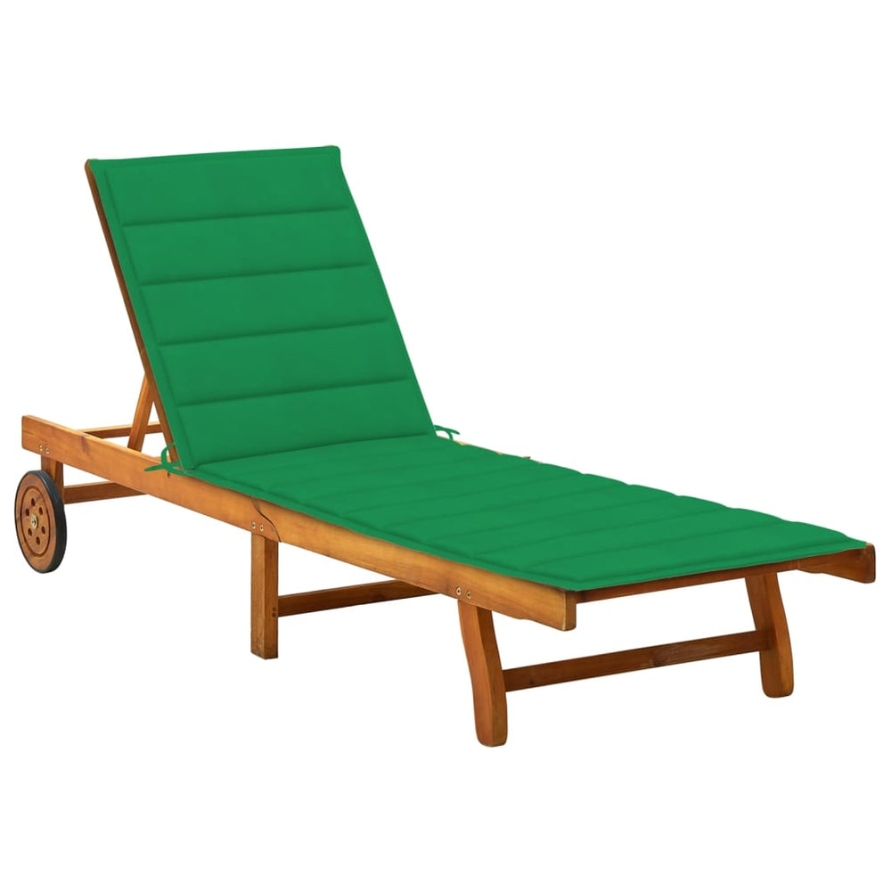 vidaXL Sun Lounger with Cushion Solid Acacia Wood