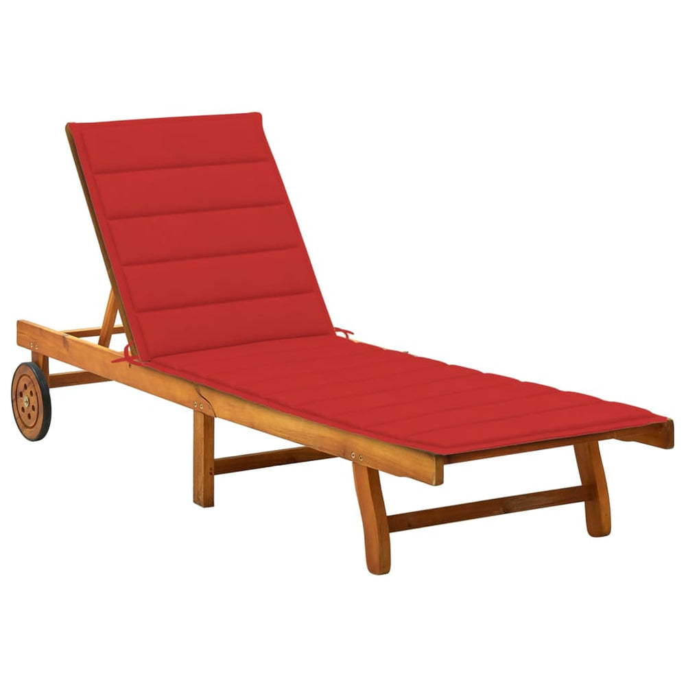vidaXL Sun Lounger with Cushion Solid Acacia Wood