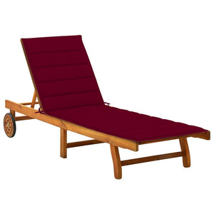 vidaXL Sun Lounger with Cushion Solid Acacia Wood