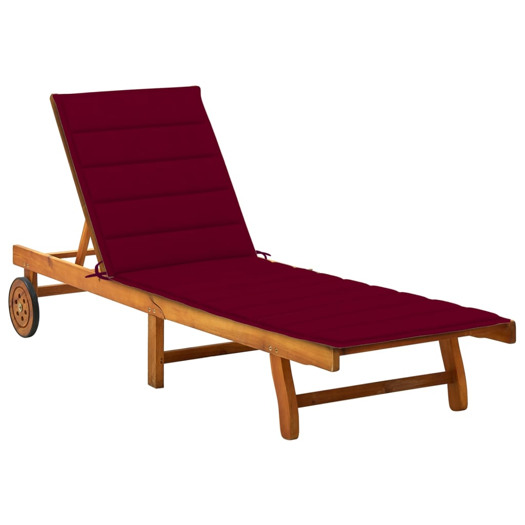 vidaXL Sun Lounger with Cushion Solid Acacia Wood
