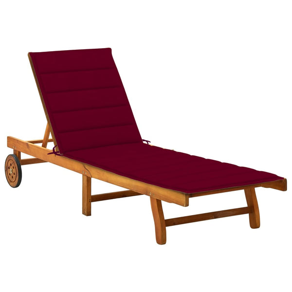 vidaXL Sun Lounger with Cushion Solid Acacia Wood