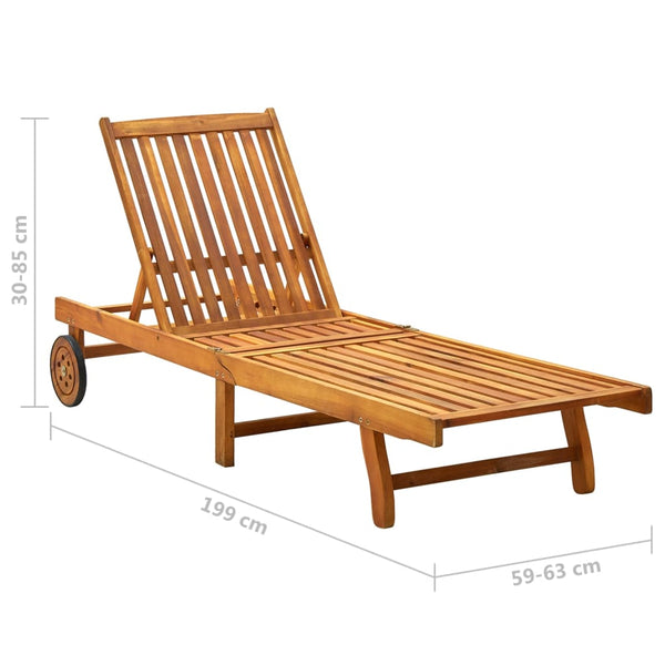 vidaXL Sun Lounger with Cushion Solid Acacia Wood