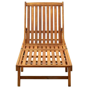 vidaXL Sun Lounger with Cushion Solid Acacia Wood