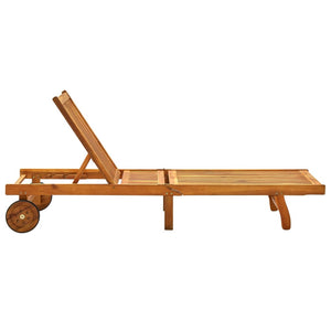 vidaXL Sun Lounger with Cushion Solid Acacia Wood