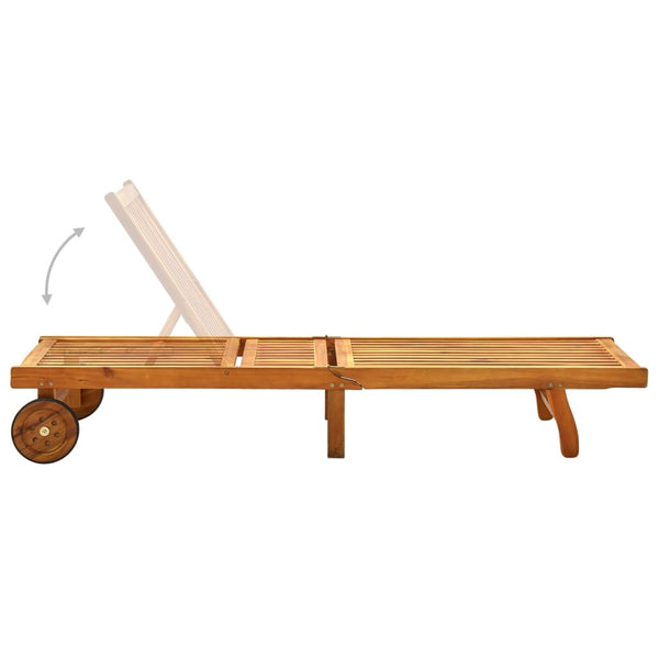vidaXL Sun Lounger with Cushion Solid Acacia Wood