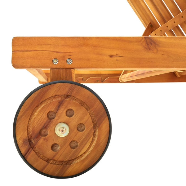 vidaXL Sun Lounger with Cushion Solid Acacia Wood