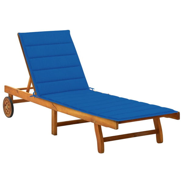 vidaXL Sun Lounger with Cushion Solid Acacia Wood