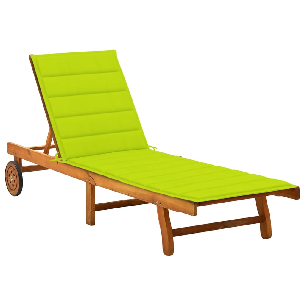 vidaXL Sun Lounger with Cushion Solid Acacia Wood