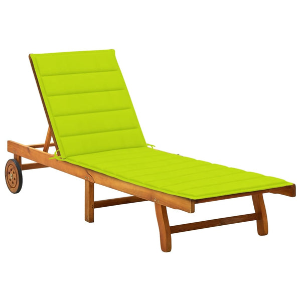 vidaXL Sun Lounger with Cushion Solid Acacia Wood