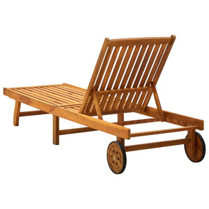 vidaXL Sun Lounger with Cushion Solid Acacia Wood