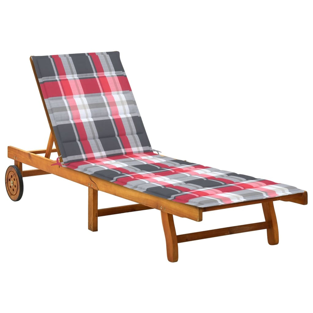 vidaXL Sun Lounger with Cushion Solid Acacia Wood