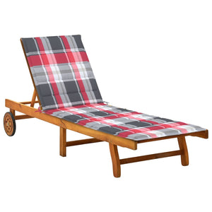 vidaXL Sun Lounger with Cushion Solid Acacia Wood
