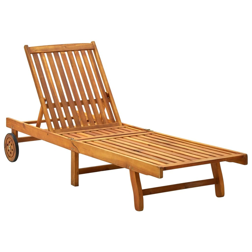 vidaXL Sun Lounger with Cushion Solid Acacia Wood