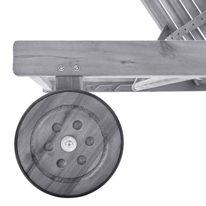 vidaXL Sun Lounger with Cushion Grey Solid Acacia Wood