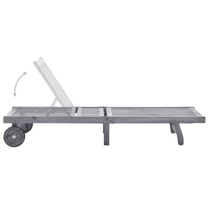 vidaXL Sun Lounger with Cushion Grey Solid Acacia Wood