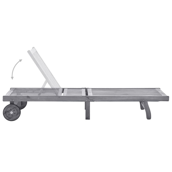vidaXL Sun Lounger with Cushion Grey Solid Acacia Wood