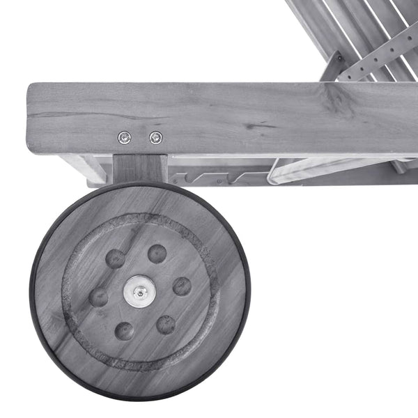 vidaXL Sun Lounger with Cushion Grey Solid Acacia Wood