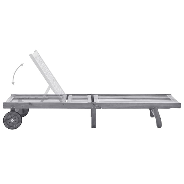 vidaXL Sun Lounger with Cushion Grey Solid Acacia Wood