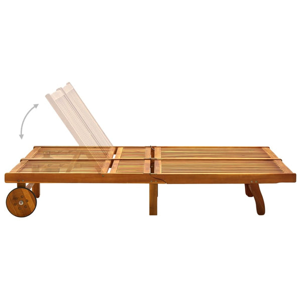 vidaXL 2-Seater Sun Lounger with Cushions Solid Acacia Wood