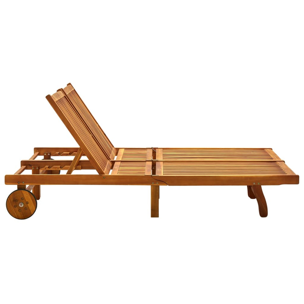 vidaXL 2-Seater Sun Lounger with Cushions Solid Acacia Wood
