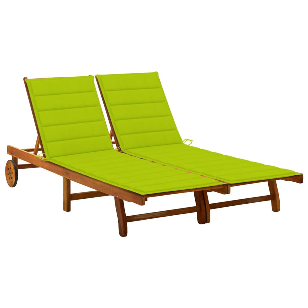 vidaXL 2-Seater Sun Lounger with Cushions Solid Acacia Wood