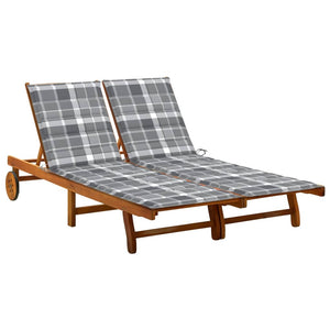 vidaXL 2-Seater Sun Lounger with Cushions Solid Acacia Wood