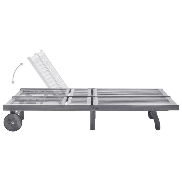 vidaXL 2-Seater Sun Lounger with Cushion Grey Solid Acacia Wood