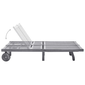 vidaXL 2-Seater Sun Lounger with Cushion Grey Solid Acacia Wood