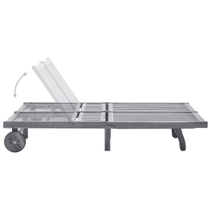 vidaXL 2-Seater Sun Lounger with Cushion Grey Solid Acacia Wood