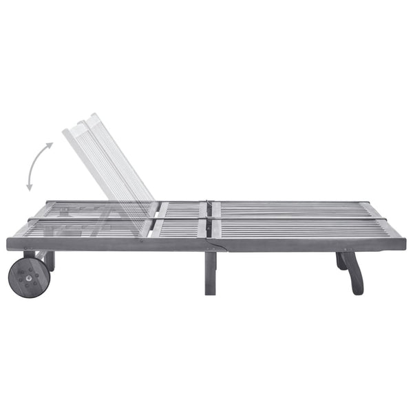 vidaXL 2-Seater Sun Lounger with Cushion Grey Solid Acacia Wood