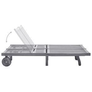 vidaXL 2-Seater Sun Lounger with Cushion Grey Solid Acacia Wood
