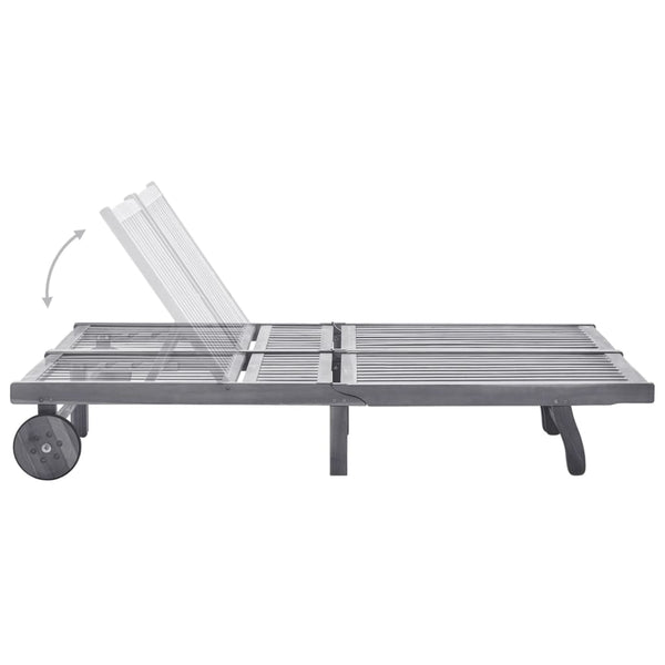 vidaXL 2-Seater Sun Lounger with Cushion Grey Solid Acacia Wood