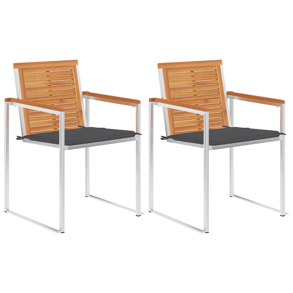 vidaXL Garden Chairs with Cushions 2 pcs. Solid Acacia Wood and Steel