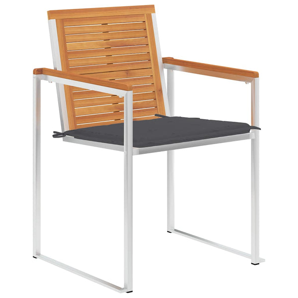 vidaXL Garden Chairs with Cushions 2 pcs. Solid Acacia Wood and Steel