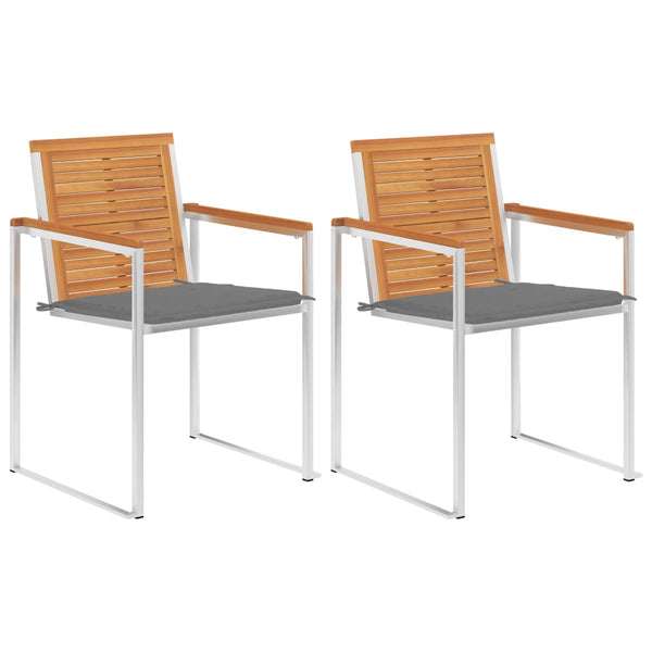 vidaXL Garden Chairs with Cushions 2 pcs Solid Acacia Wood and Steel