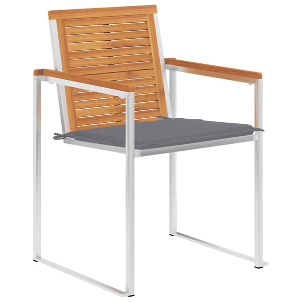 vidaXL Garden Chairs with Cushions 2 pcs Solid Acacia Wood and Steel