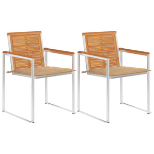 vidaXL Garden Chairs with Cushions 2 pcs. Solid Acacia Wood and Steel