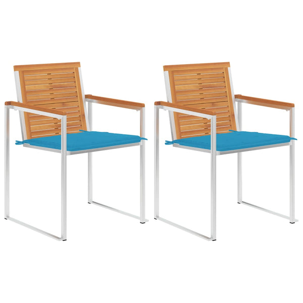 vidaXL Garden Chairs with Cushions 2 pcs Solid Acacia Wood and Steel