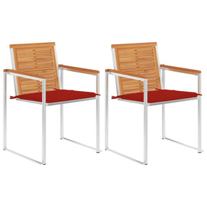 vidaXL Garden Chairs with Cushions 2 pcs. Solid Acacia Wood and Steel