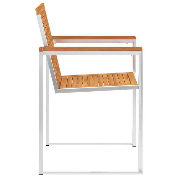 vidaXL Garden Chairs with Cushions 2 pcs Solid Acacia Wood and Steel