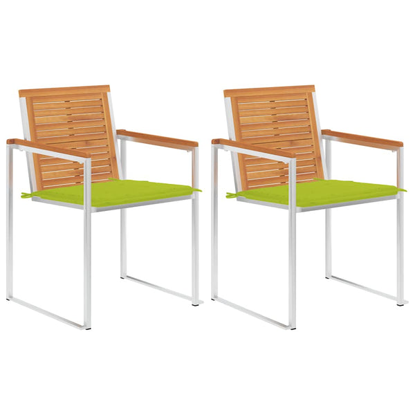 vidaXL Garden Chairs with Cushions 2 pcs. Solid Acacia Wood and Steel