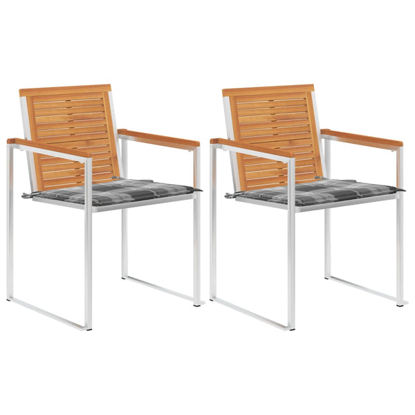 vidaXL Garden Chairs with Cushions 2 pcs Solid Acacia Wood and Steel