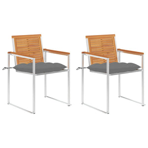 vidaXL Garden Chairs with Cushions 2 pcs. Solid Acacia Wood and Steel