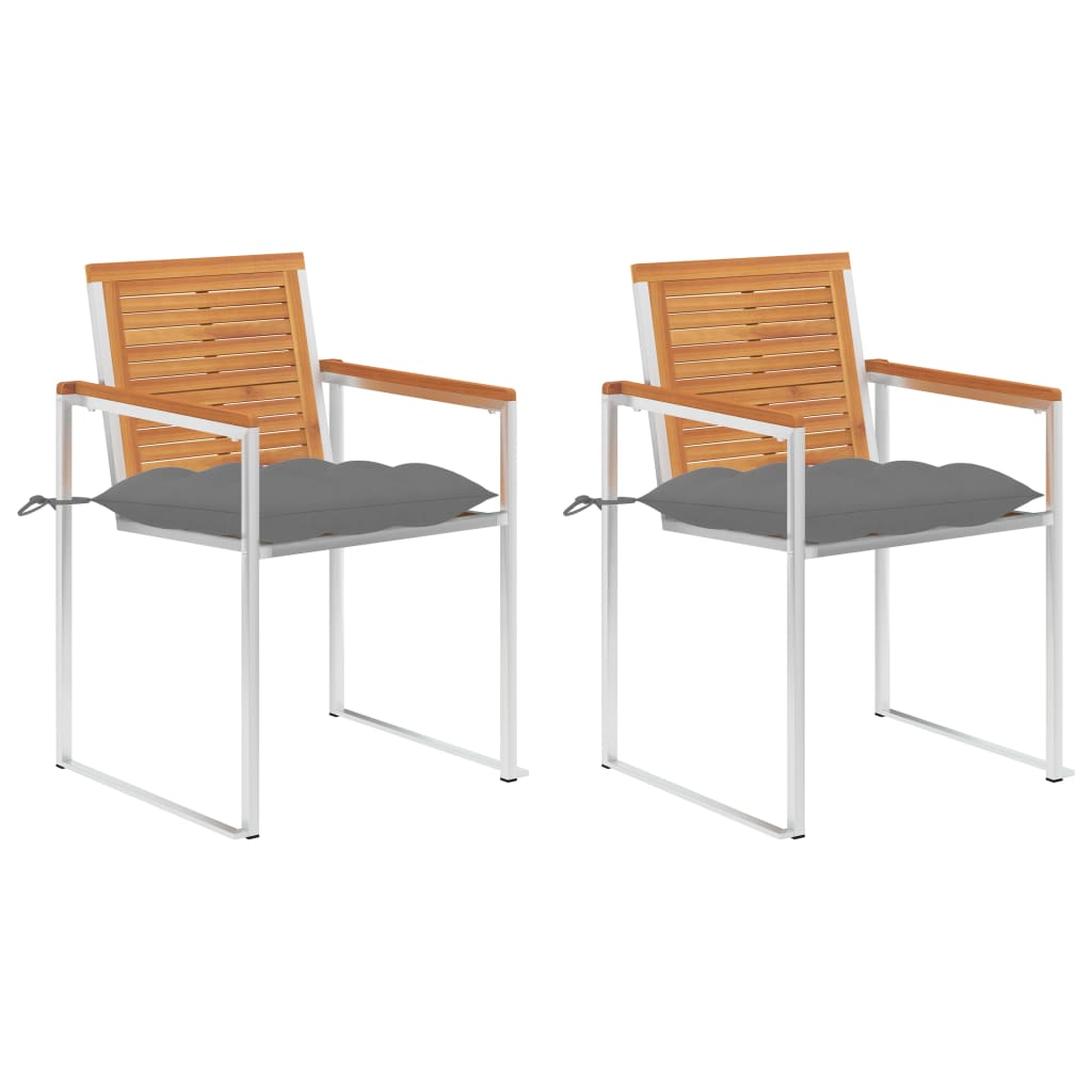 vidaXL Garden Chairs with Cushions 2 pcs. Solid Acacia Wood and Steel