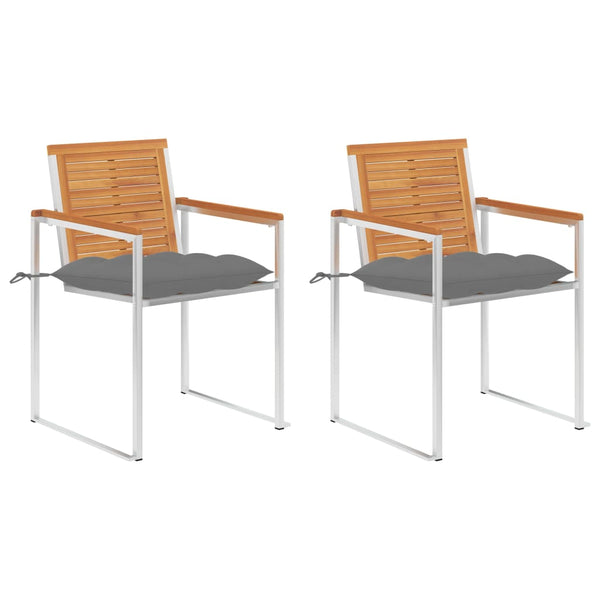 vidaXL Garden Chairs with Cushions 2 pcs. Solid Acacia Wood and Steel